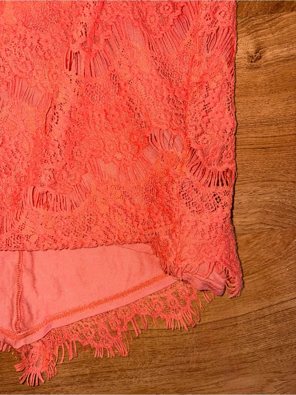 Free People | Size Small | Coral Lace Mini Dress with Open Back - Picture 7 of 7